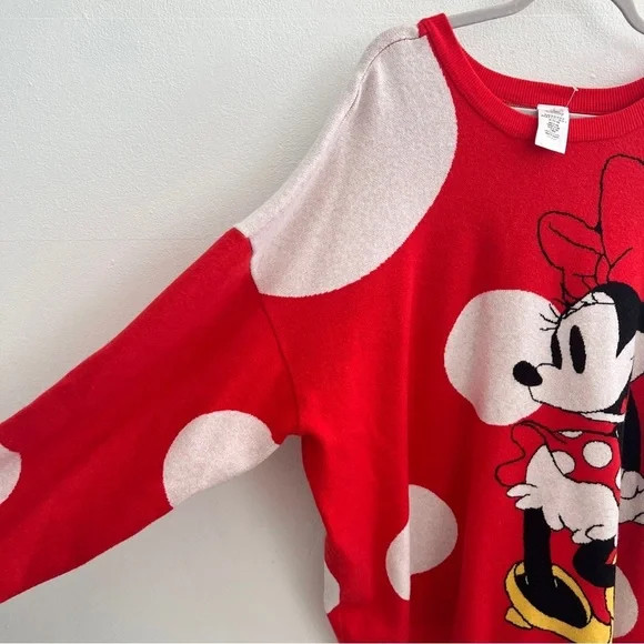 Disney Minnie Mouse Sweater Red White Polka Dots PLUS SIZE 2X Pullover Knit NWT - Picture 5 of 11